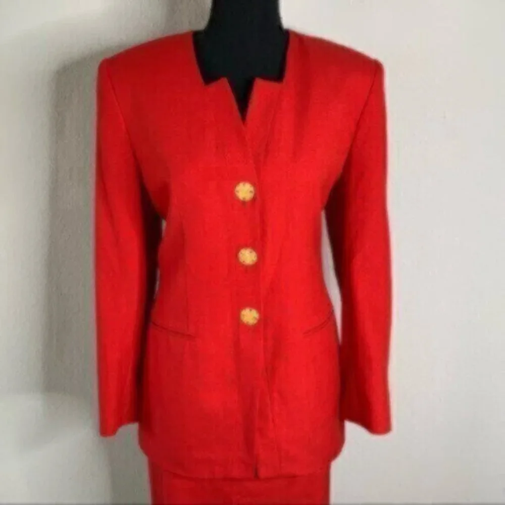 Stirling Cooper Red Vintage Two Piece Skirt Suit Set